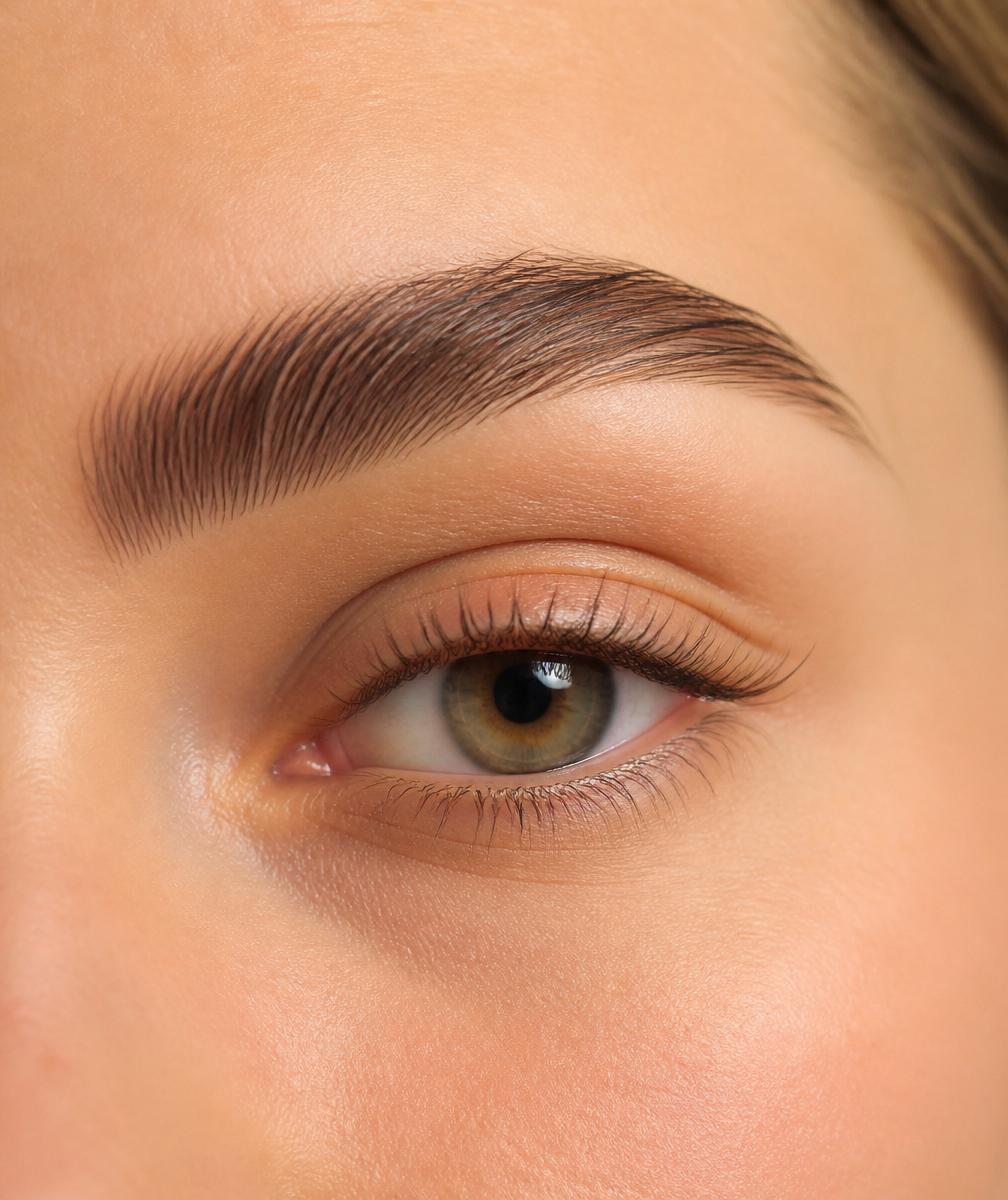 Laminated natural eyebrow shaped at a brow studio in Phuket