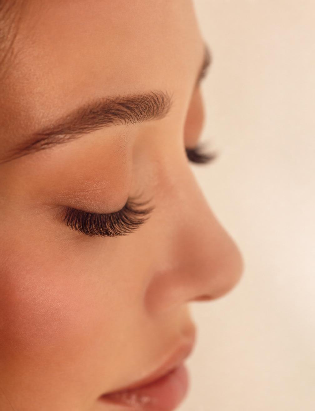 Natural eyelash extensions on a closed eye, Phuket lash studio